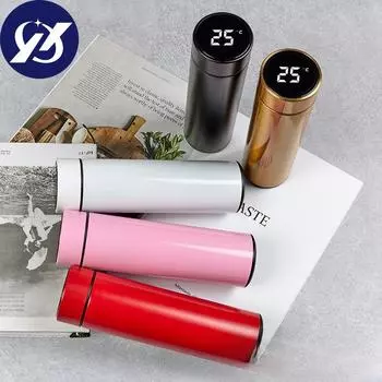 Интеллектуальная вакуумная колба из нержавеющей стали со светодиодной сенсорной температурой, прямая чашка для бизнеса, офиса, подарочная чашка 500ml красный