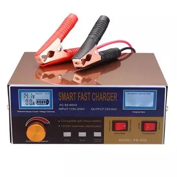 Интеллектуальное автоматическое зарядное устройство, 12 В/24 В, восстанавливающее зарядное устройство, импульсный ремонт с UK Plug бронзовый