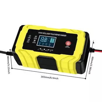 Интеллектуальное импульсное зарядное устройство для ремонта 12 В, 24 В, 180 Вт с ЖК-дисплеем, множественная защита, огнестойкий жёлтый