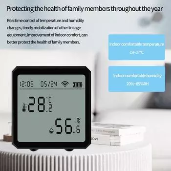 Интеллектуальное приложение Тестер температуры и влажности ЖК-цифровой термометр гигрометр Детектор температуры в помещении от Alexa Google белый