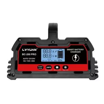 Автомобильное интеллектуальное зарядное устройство с вилкой ЕС 12 В/24 В для автомобильных литий-железо-фосфатных и свинцово-кислотных аккумуляторов BC-250 PRO красный
