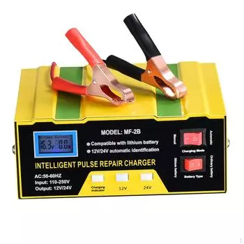 Интеллектуальное зарядное устройство для автомобильного аккумулятора 12/24 В с автоматическим ЖК-дисплеем