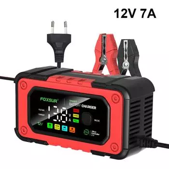 Интеллектуальное зарядное устройство для мотоцикла, автомобильное зарядное устройство для свинцово-кислотного аккумулятора LiFe PO4 с вилкой EU 12 В 7 А для автомобиля, внедорожника, автофургона, мотоцикла, грузовика 12V 7A