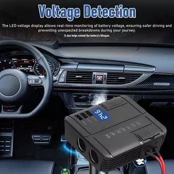 Интеллектуальные автомобильные зарядные устройства Адаптер быстрой зарядки QC3.0 2-разъемный разветвитель питания 12–24 В с 3 портами USB чёрный