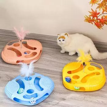 Интеллектуальные игрушки Игрушка для кошек Лабиринт Коробка Self-Hi Cat Game Turntable Креативные игрушки для кошек Трек Игрушка для домашних животных жёлтый
