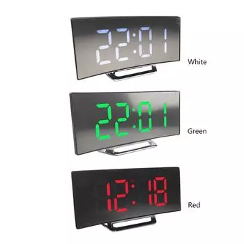 Интеллектуальные изогнутые электронные часы со светодиодным экраном, прямоугольные настольные часы, многофункциональные, 12/24 часа, для гостиной, спальни, общежития красный