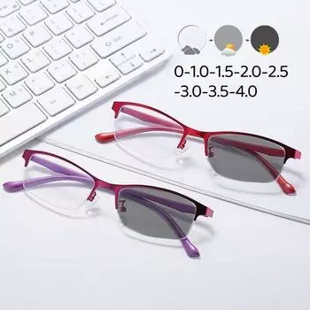 Интеллектуальные очки для близи с изменением цвета, квадратная оправа, блокирующая синий свет, модные фотохромные очки для женщин 0