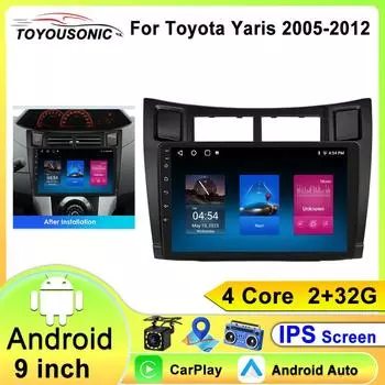Интеллектуальный экран 2din Android 13 автомобильный радиоприемник мультимедиа видеоплеер для Toyota Yaris 2005-2012 GPS Carplay Auto RDS 4 core 1GB+32GB carplay
