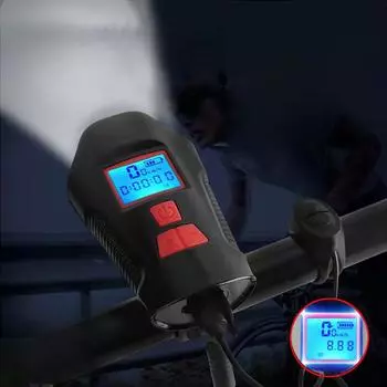 Интеллектуальный электрический дисплейный измеритель кода для велосипедных фонарей, подсветка динамиков, USB-перезаряжаемые фары для ночной езды на горном велосипеде, уличный фонарик