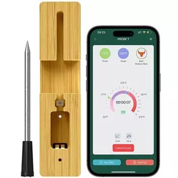 Интеллектуальный беспроводной термометр для мяса, высокоточный Bluetooth-термометр для мяса, таймер для приготовления барбекю, управление приложениями iOS и Android