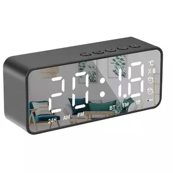 Интеллектуальный цифровой дисплей будильник многофункциональный Bluetooth 5.0 зеркальная отделка умный динамик