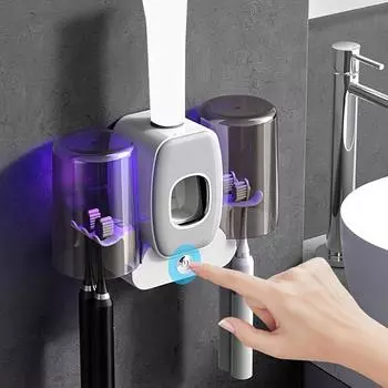 Интеллектуальный держатель УФ-дезинфицирующего средства для зубных щеток, настенный УФ-держатель дезинфицирующего средства для зубных щеток, дезинфицирующее средство для зубных щеток в ванной комнате светло-зеленый