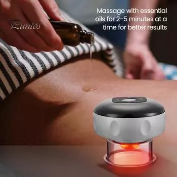 Интеллектуальный массажер для баночной терапии с регулируемой температурой, функцией таймера, перезаряжаемый беспроводной электрический прибор для банок с красным светом Charging белый