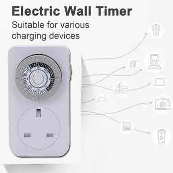 Интеллектуальный механический таймер на розетке. Простое управление. Универсальная бытовая техника. 24-часовой внутренний таймер на розетке. UK Plug