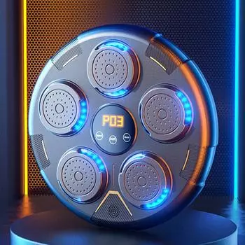 Интеллектуальный музыкальный тренажер для бокса, светодиодный электронный тренажер для бокса, реакция, цель, домашний настенный подвесной мешок с песком, ловкость, реакция United States чёрный