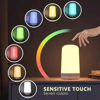 Интеллектуальный ночник BT Touch с 7 цветными лампами окружающего освещения. Мобильное приложение может управлять встроенным 24 сценами. белый