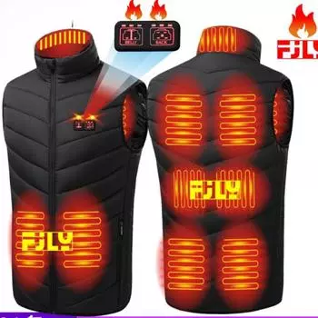 Интеллектуальный обогрев и теплая 9-зонная куртка-пуховик для зимы, новый мужской жилет с подогревом, электрический жилет из хлопка, куртка из хлопка с постоянной температурой S чёрный