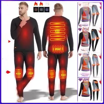 Интеллектуальный обогреваемый костюм - комплект термобелья с постоянной температурой (Верх и низ) power bank, XXL