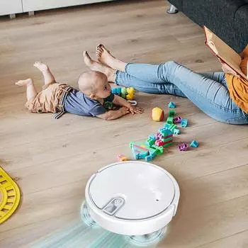 Интеллектуальный подметальный робот 3-в-1 Автоматический пылесос 1200 мАч Бытовой робот для мытья полов Малошумная бытовая электроника белый