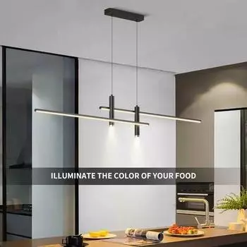 Интеллектуальный пульт дистанционного управления светодиодный длинный подвесной светильник, гостиная, столовая, 3-цветный свет, внутреннее освещение для украшения дома Warm light
