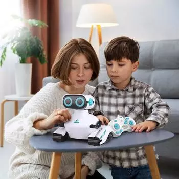 Интеллектуальный робот с дистанционным управлением, детский звуковой и световой танец, электрический интерактивный робот, подарочные игрушки для мальчиков, без батареи, 1 коробка белый
