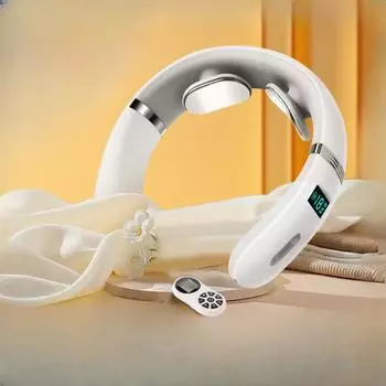 Интеллектуальный шейный массажер, подарок, бытовой, плечевой и шейный горячий компресс, электрический импульсный шейный массажер Voice version белый