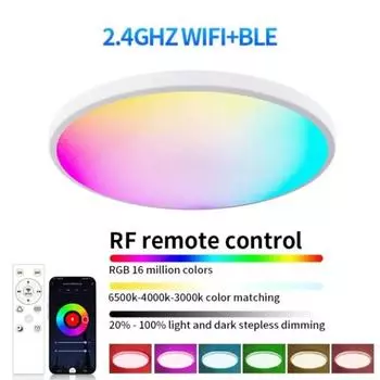 Интеллектуальный светодиодный потолочный светильник Tuya RGB WIFI с регулировкой яркости, приложение для голосового управления Alexa, Google, гостиная, спальня, декоративный светильник