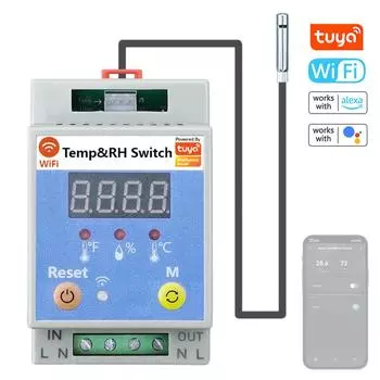 Интеллектуальный тестер почвы Tuya WiFi Мобильный телефон Tuya APP Управление Поддержка Просмотр истории Записи Устройство 16A with 1m разноцветный