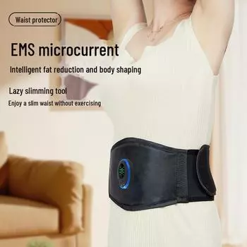 Интеллектуальный вибрационный массажный пояс для похудения живота Battery model чёрный