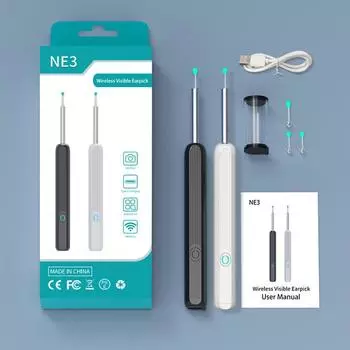 Интеллектуальный визуальный ушной копатель для детей и взрослых, палочка для ковыряния в ушах с подсветкой, водонепроницаемый и моющийся, зарядка через USB, удобный