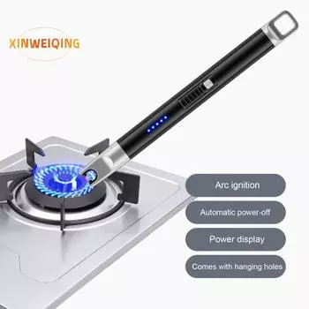 Интеллектуальный воспламенитель для зарядки через USB, автоматическое отключение, отображение мощности, ветрозащита, электрический воспламенитель чёрный