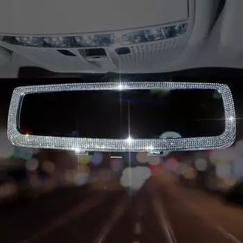 Интерьер автомобиля Зеркало заднего вида Декор со стразами Кристалл Bling Алмазный орнамент Зеркало заднего вида Крышка автоаксессуары для white rhinestone