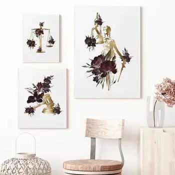 Интерьерная живопись, домашний декор, картина, закон, богиня правосудия, настенные художественные принты, абстрактные холсты, постеры для дизайна дома, без рамки 21*30cm No Frame