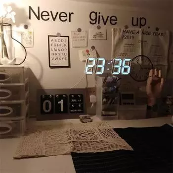 Интерьерные цифровые часы настенные украшения большие модные часы украшения для спальни дома и украшения 3D подвесные ночные часы светодиодные