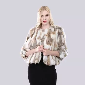 inter Женская шуба из натурального меха, мягкая толстая куртка из натурального меха кролика, новая женская теплая качественная верхняя одежда из 100% натурального меха кролика