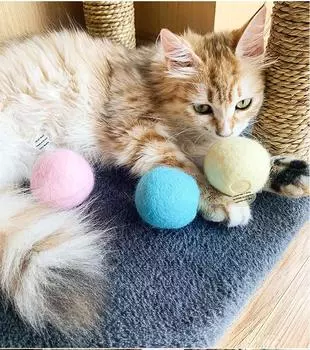 Interactive Ball Smart Cat Toys Plush Electric Catnip Training Toy Kitten Touch Sounding Pet Product Squeak Toy Ball зелёный