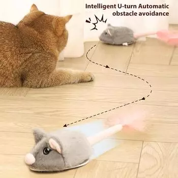 Interactive Cat Toy Automatic Electric Cat Toys Moving Mouse Mice Kitten Self-Playing Dogs Playing Training Pet Supplies серый