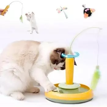 Interactive Cat Toy for Indoor Cats, Ultra Fun Smart Interactive Kitten Toy, Automatic Pet Feather Exercise Toys 360° Rotating синий