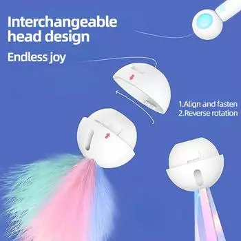 Interactive Cat Toys Retractable Cat Stick Toy Cat Teaser Stick Freely Retractable and Replaceable Feather Toy Cat Accessories NO LED синий