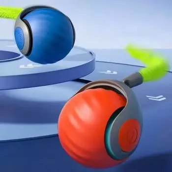 Interactive Cat Toys with Tail Automatic Electric Rolling Ball Toys for Cat Dog Pet Toys Smart Automatic Teaser USB Rechargeable оранжевый