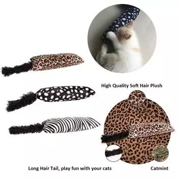 Interactive Fancy Cat Weed Cat Toys Long Hair Tail Cat Mint Goods For Pets Funny Toys Deliveries leopard