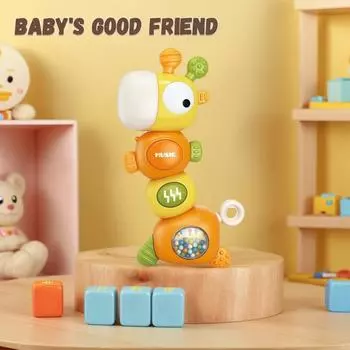 Interactive Musical Light Up Baby Sensory Infant Rattle with Movement,Motor Skills Development,Auditory Learning Educational ,Battery Not Included оранжевый