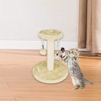 Интерактивная башня-дерево для кошек с игрушкой-перышком для игривых котят