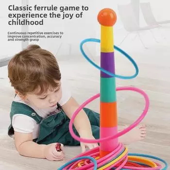 Интерактивная игра для родителей и детей «Бросай кольца и складывай их в стопку» для игр в помещении и на улице 1 tower, 12 rings