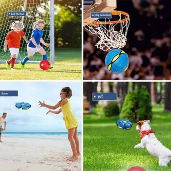 Интерактивная игрушка для домашних животных Волшебный и надувной шар летающей тарелки с 6 лампочками для снятия стресса Износостойкий, устойчивый к укусам, деформируемый летающий шар Without Light синий