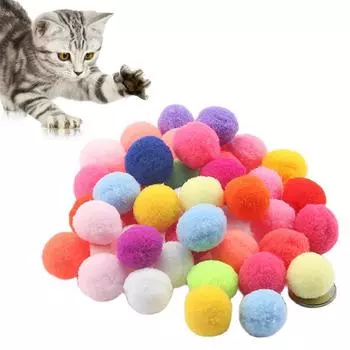Интерактивная игрушка для кошек, эластичный плюшевый мяч, креативная красочная игрушка для кошек, игрушка для жевания кошек, игрушка для домашних животных, мяч 10pcs
