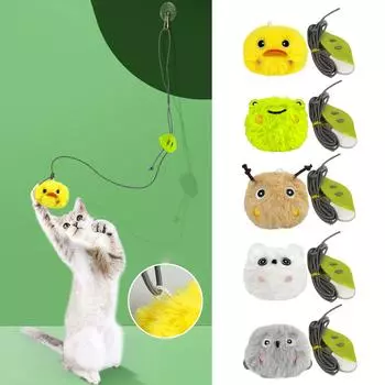 Интерактивная игрушка для кошек, электронная пищащая игрушка для кошек, плюшевая игрушка для кошек, для дома, подвесная игрушка для упражнений для кошек жёлтый