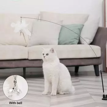 Интерактивная игрушка для кошек Handfree Cat Stick Играющий котенок Играющий тизер Палочка Игрушка на присоске Птица/перо Кошачья палочка Товары для домашних животных