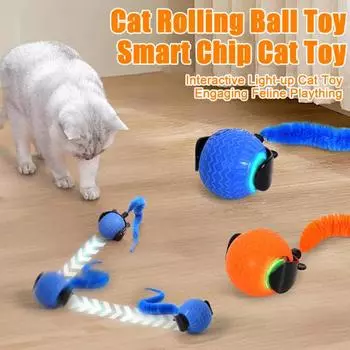 Интерактивная игрушка для кошек, катящийся мяч, активируемый сенсорным движением, умный мяч с 3 режимами, перезаряжаемый через USB, автоматически движущийся мяч, игрушка оранжевый