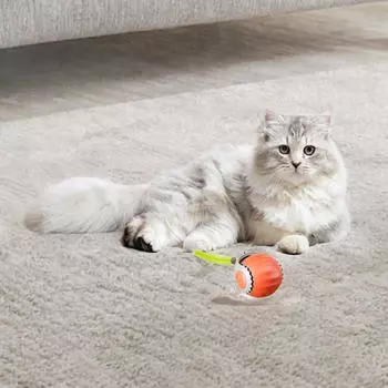 Интерактивная игрушка для кошек, катящийся мяч, забавная портативная автоматическая электрическая тизерша для кошек оранжевый